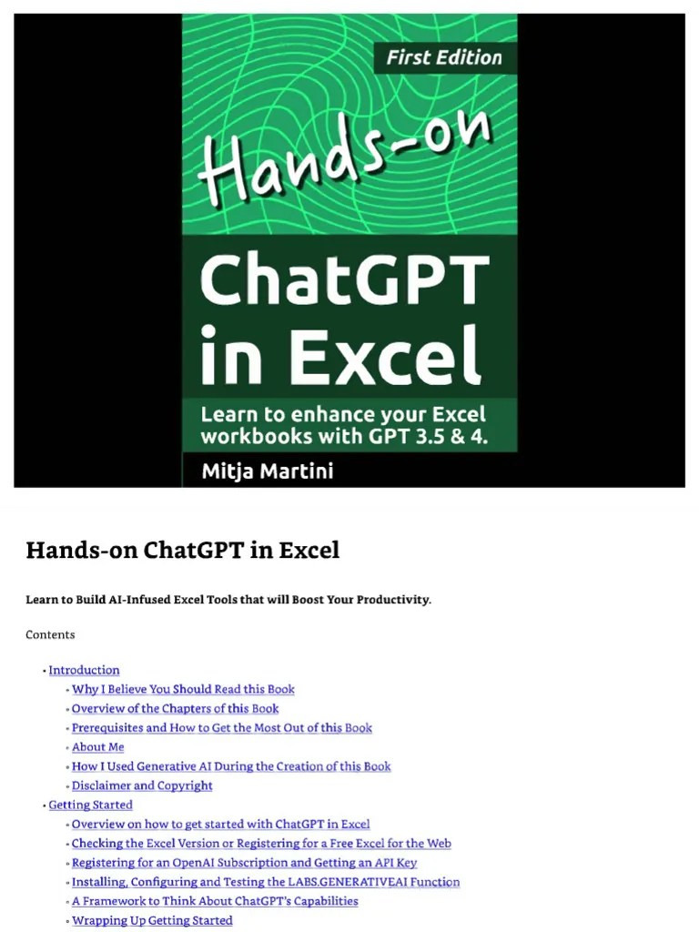 Hands-On ChatGPT In Excel | Download Free PDF | Microsoft Excel | Comma ...