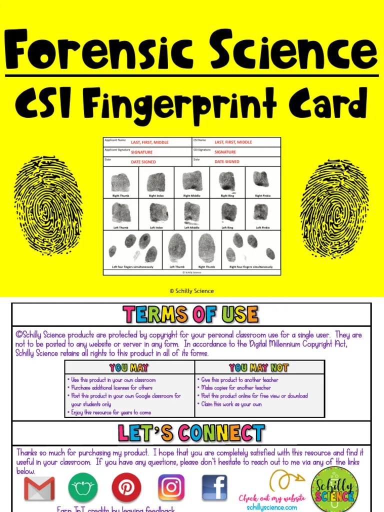 CSI Fingerprint Card: Forensic Science | PDF | Forensic Science ...