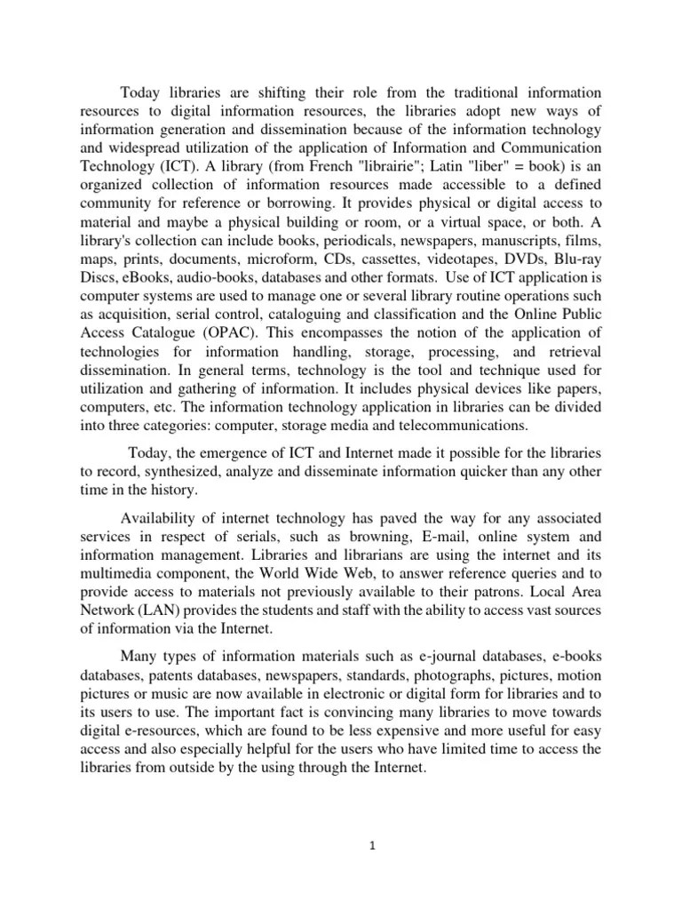 Application Of Ict In Libraries By Otti Oluchukwu Anuoluwapo | PDF ...