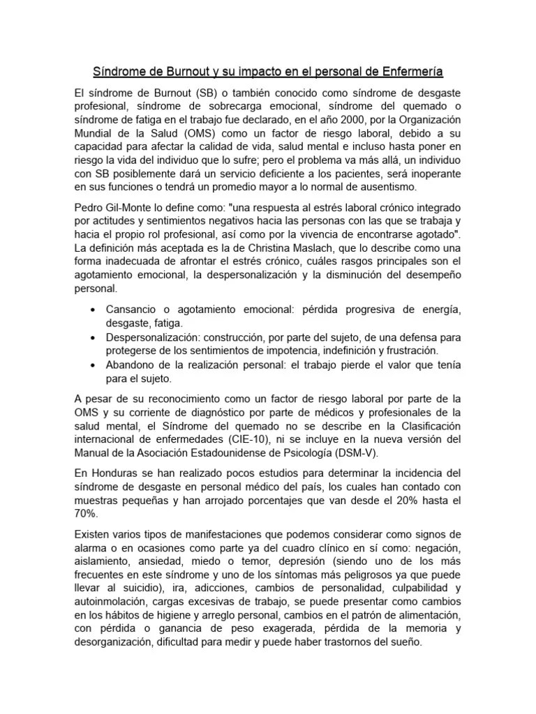 Síndrome De Burnout | PDF | Burnout Ocupacional | Enfermedades Y Trastornos
