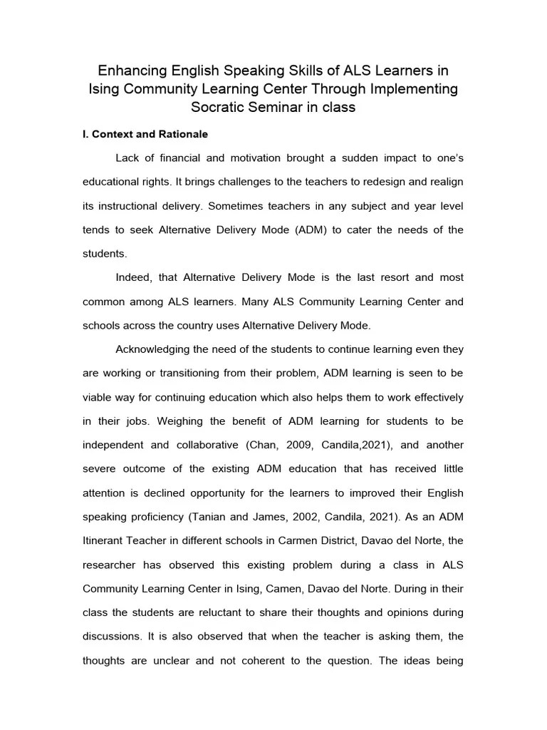 Enhancing English Speaking Skills Of ALS Learners | PDF | Learning ...