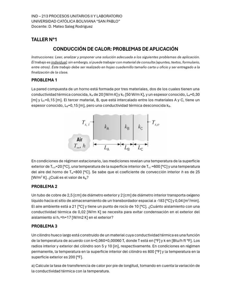TALLER N°1 - CONDUCCIÓN DE CALOR | PDF | Transferencia De Calor | Calor