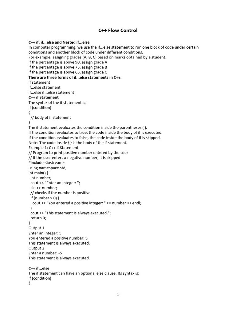 C++ Flow Control | PDF | C++ | Namespace