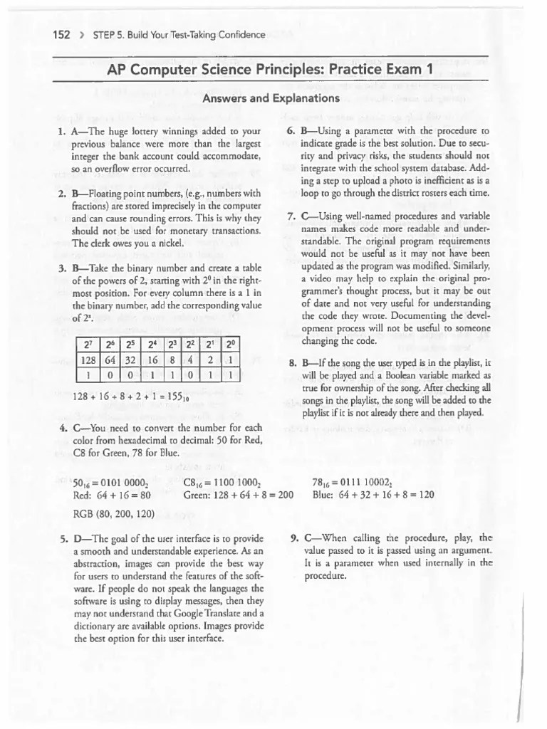 APCSP Practice Exam Full Answers | PDF