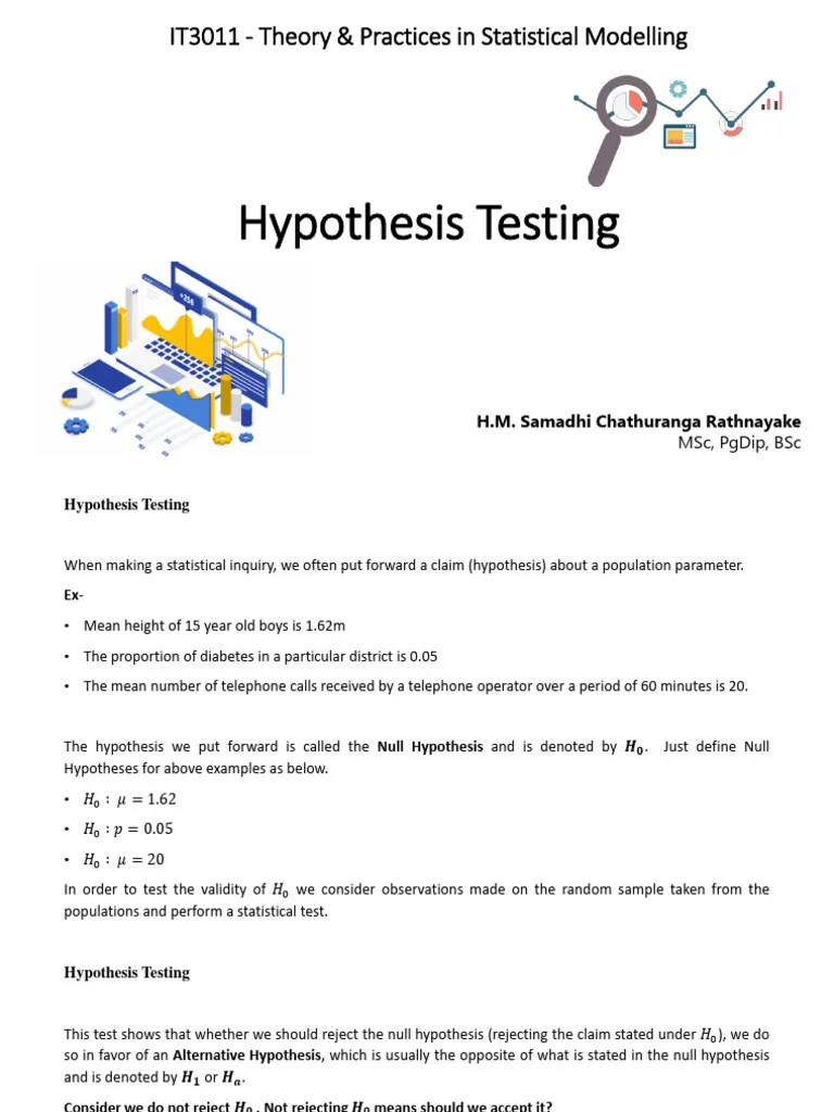 Note 08 – Hypothesis Testing | PDF | Type I And Type Ii Errors | Hypothesis