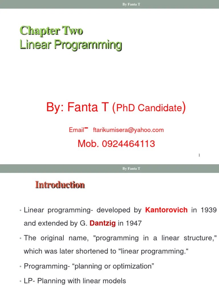 CH - 2 Linear Programming | PDF | Linear Programming | Mathematical ...