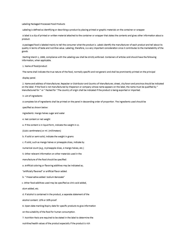 Labeling | PDF | Foods | Food Preservation