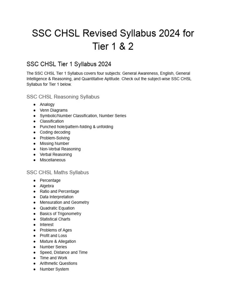 SSC CHSL Syllabus | PDF | Numbers | Linguistics