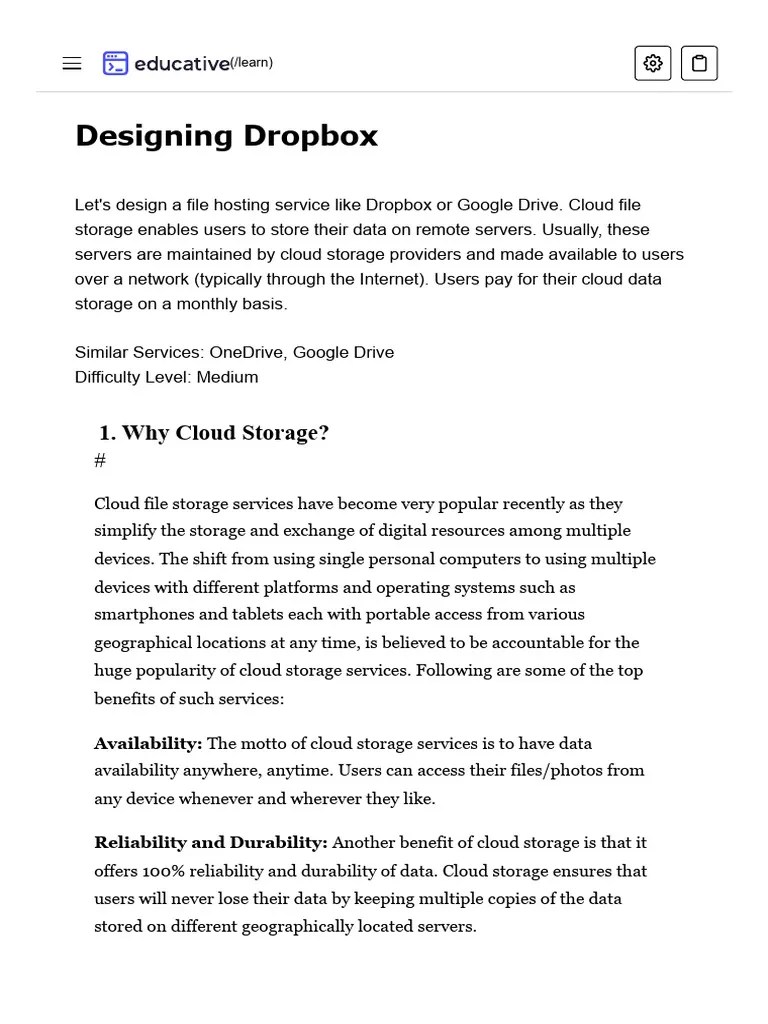Designing Dropbox - Grokking The System Design Interview | PDF ...