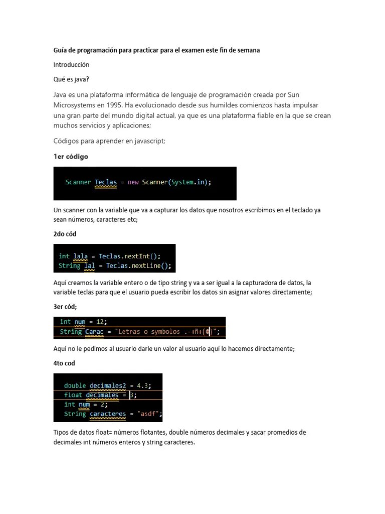 Guia De Programación Java | PDF | Java (lenguaje De Programación ...