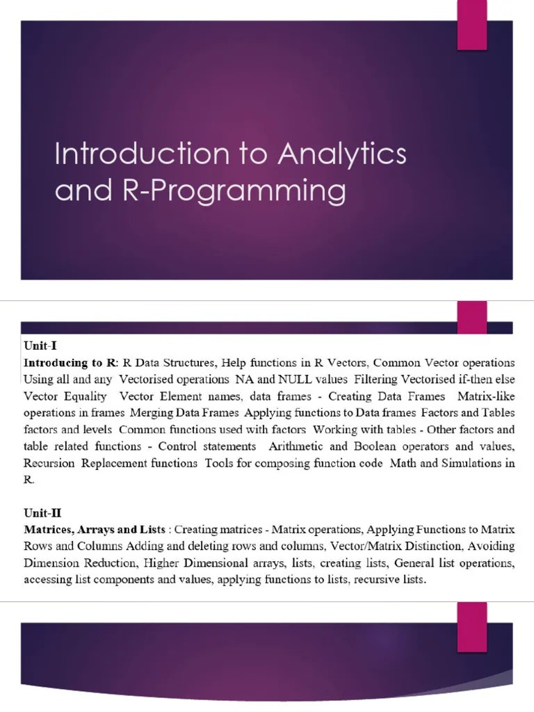 R Programming Basics And Features | PDF | R (Programming Language ...