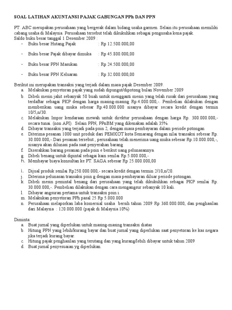 Latihan Soal Akuntansi Perpajakan 