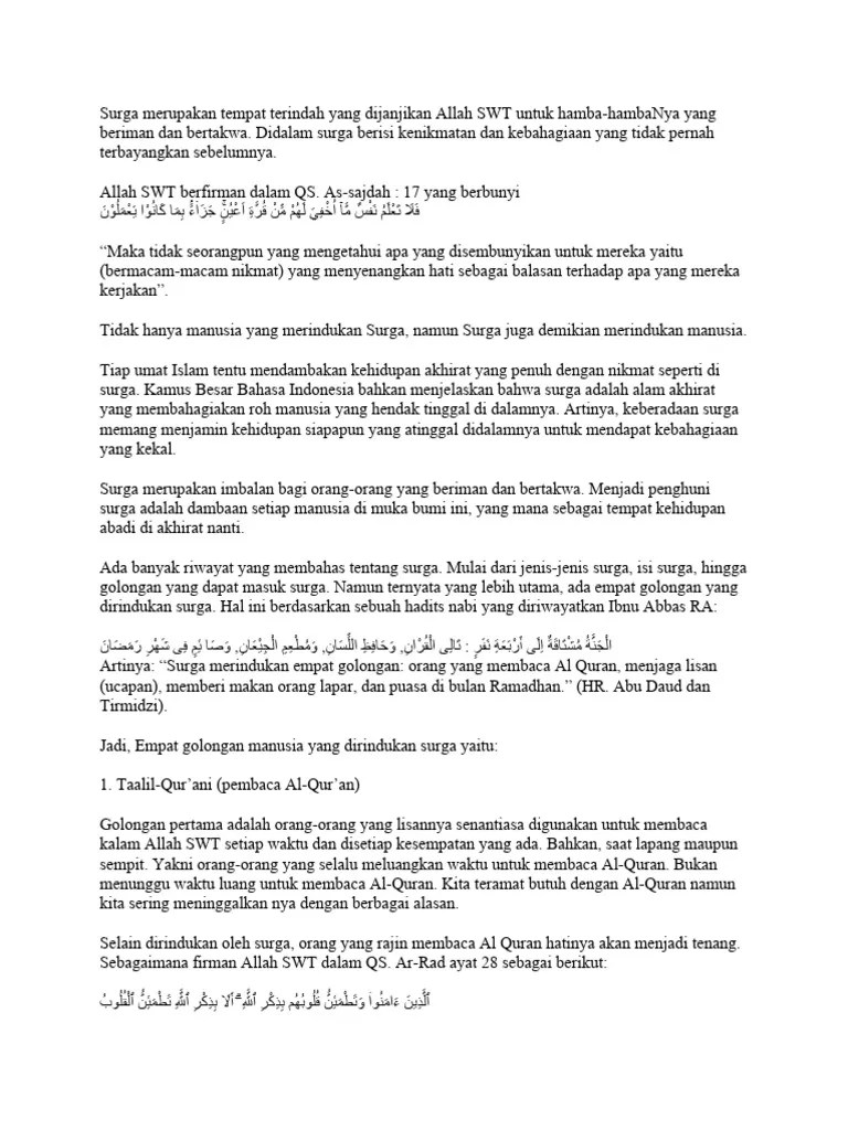4 Golongan Yang Dirindukan Surga | PDF | Agama & Spiritualitas