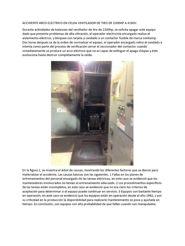 Accidente Arco Electrico En Celda Ventilador De Tiro De 2200hp A 4160v | Descargar Gratis PDF ...