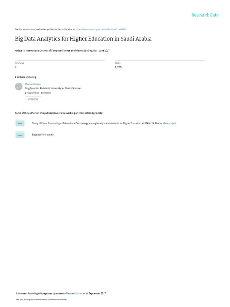 Saudi Higher Ed Big Data Insights | PDF | Big Data | Analytics