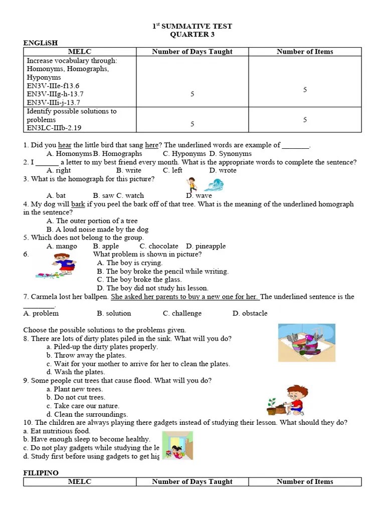 1st SUMMATIVE TEST | PDF