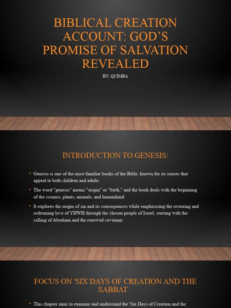 Biblical Creation Account | PDF | Genesis Creation Narrative | Book Of ...