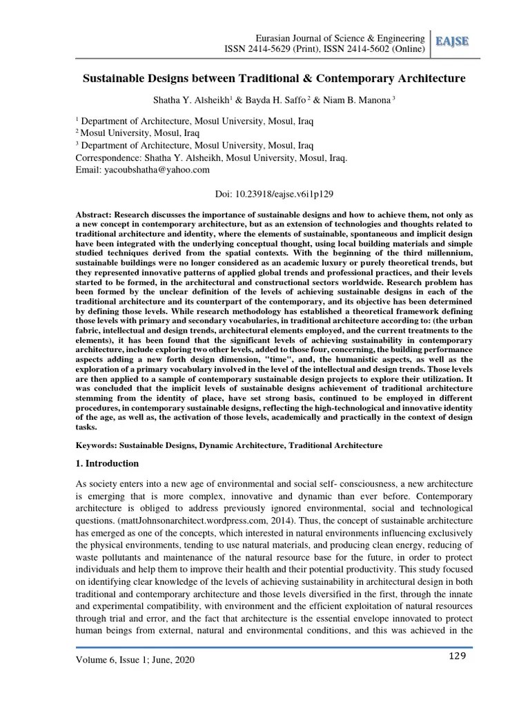 Sustainable Designs In Between Traditional Contemporary Architecture 1 | PDF | Sustainable ...