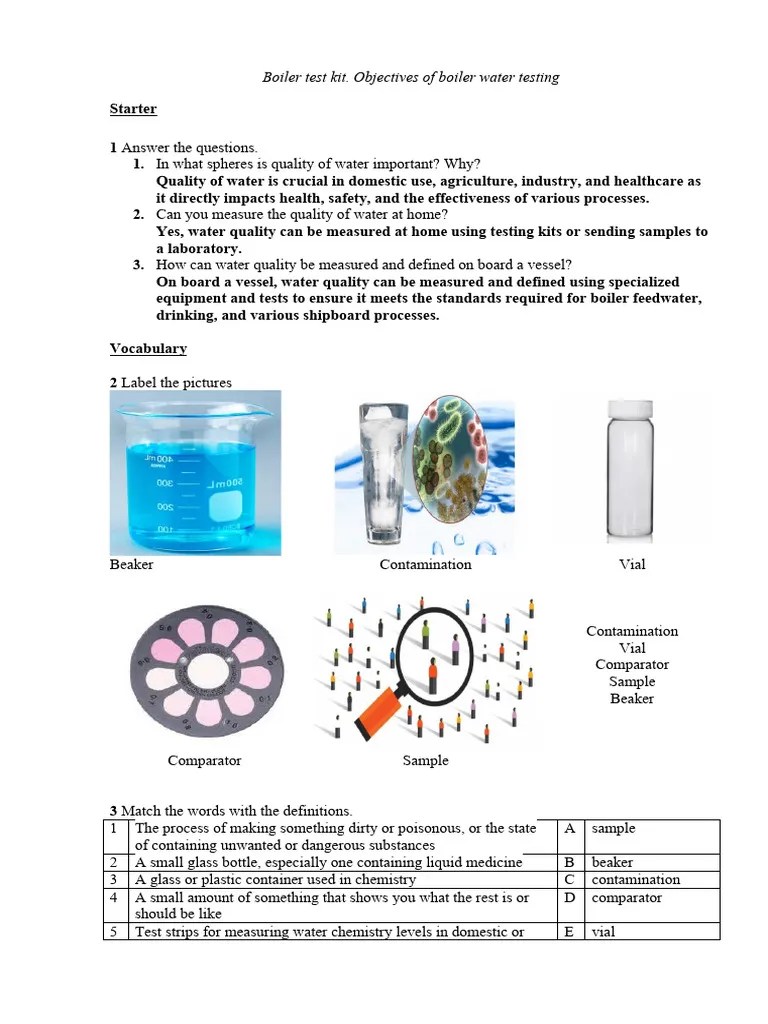 Lesson 6. Boiler Test Kit. Objectives Of Boiler Water Testing | PDF ...