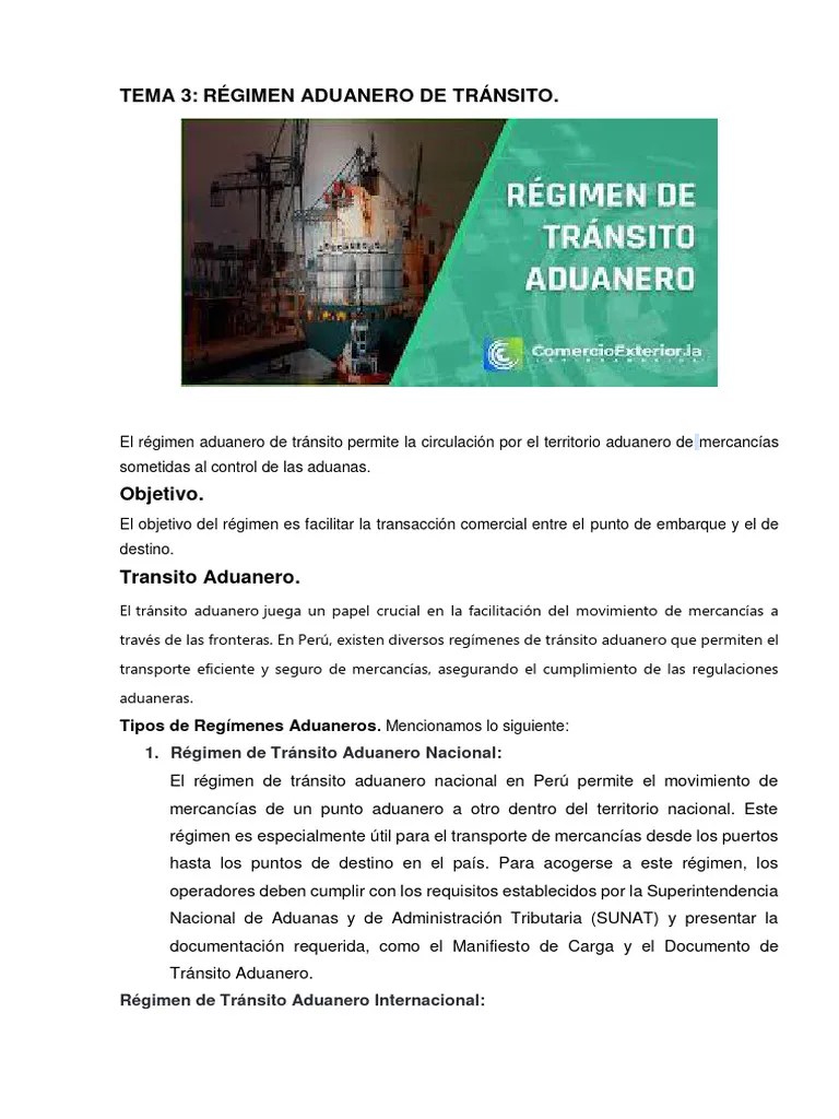 Tema 3- Regimen De Transito Aduanero. (2) | PDF | Aduana | El Comercio ...