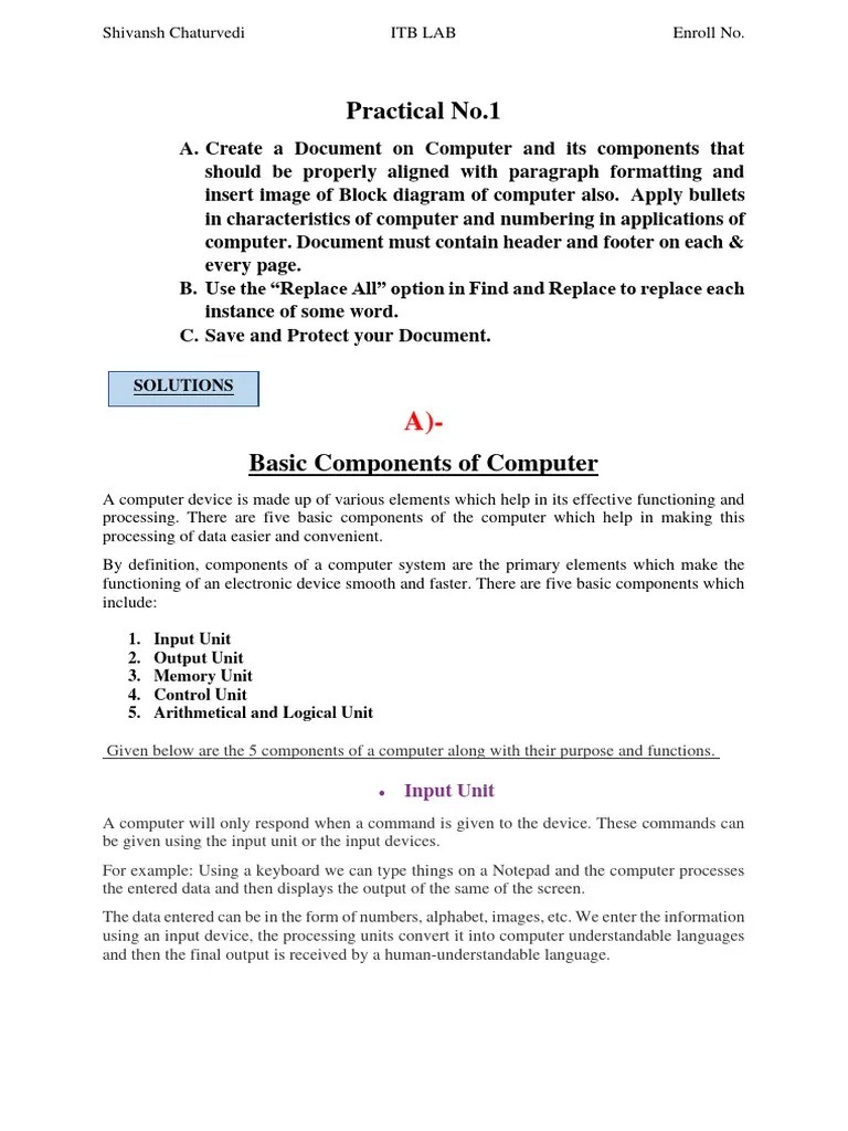 Practical No.1: Solutions | PDF | Input/Output | Central Processing Unit