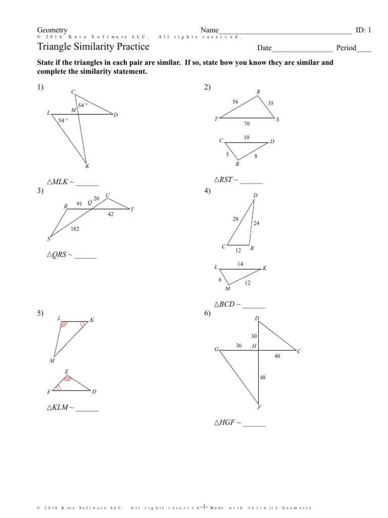 Similiar Triangles Practice 2 | PDF | Geometry | Triangle Geometry