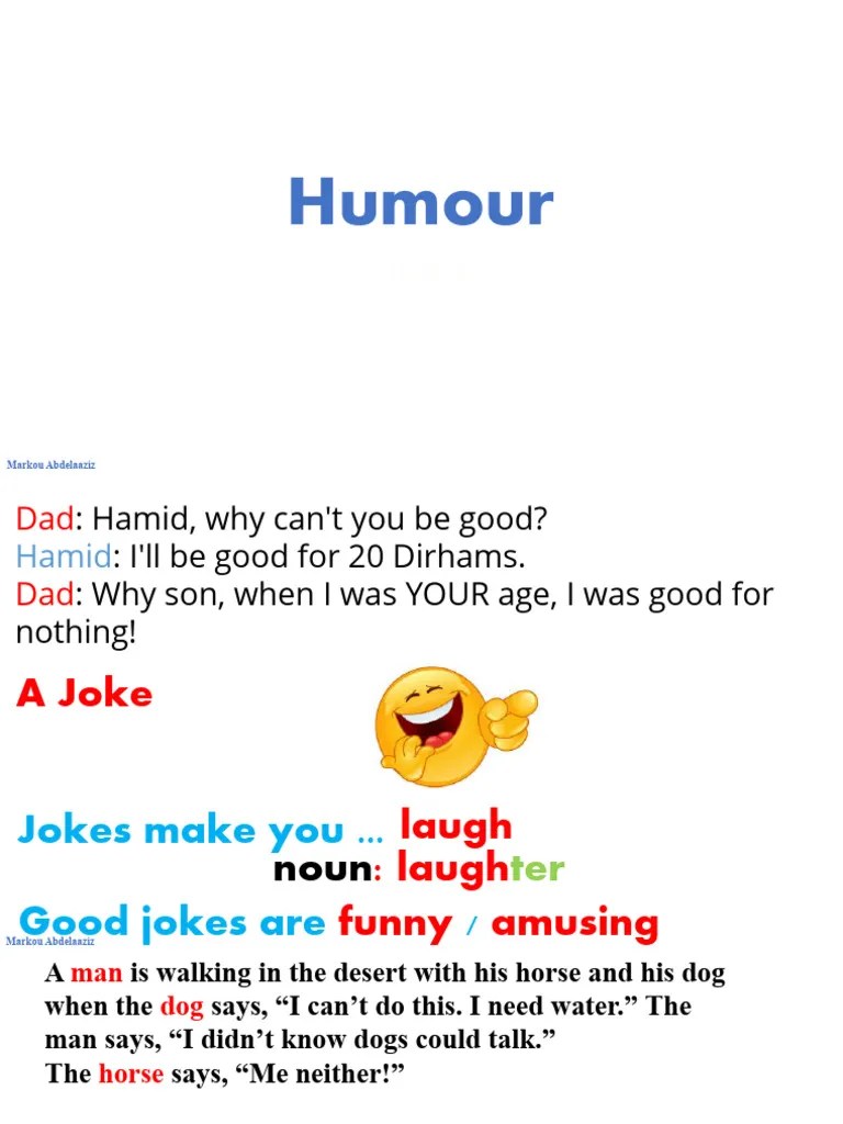 Humour Introduction And Vocabulary 2bac Unit 2 PPT Presentation Lesson | PDF | Humour | Laughter