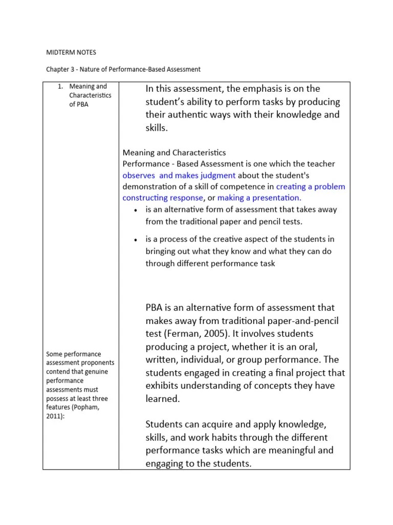 Nature Of Performance Based Assessment | PDF | Educational Assessment ...