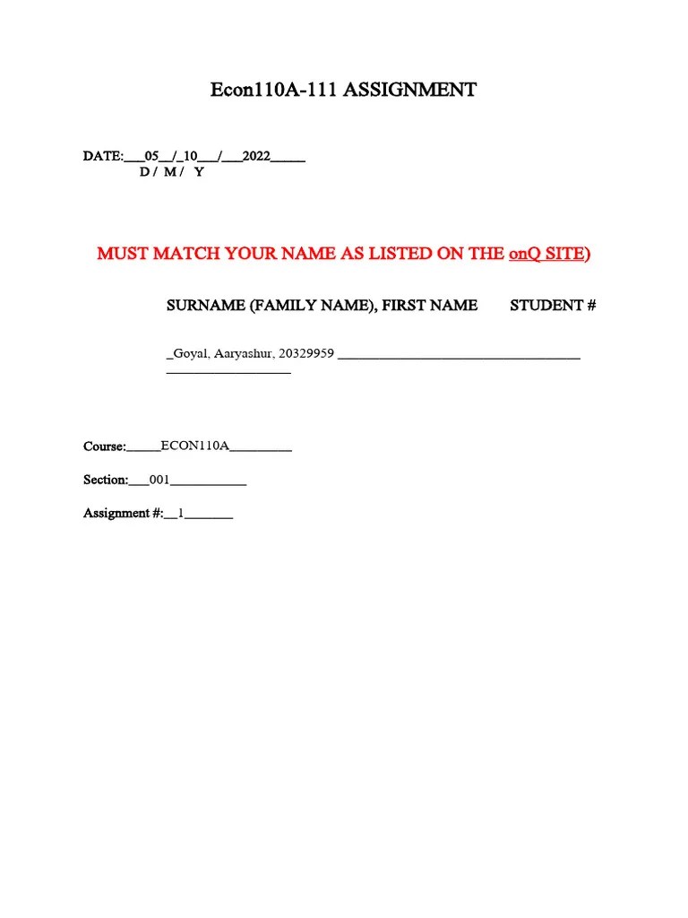 ECON Assignment 1 (7th October) | PDF | Demand | Demand Curve