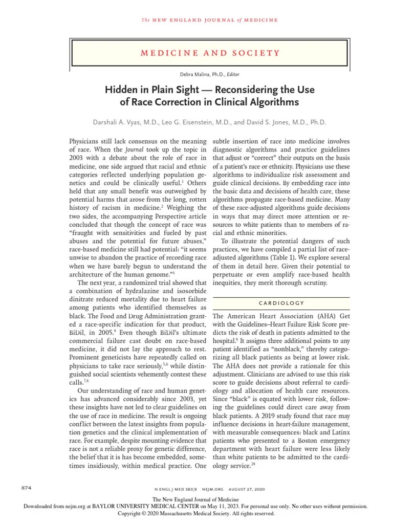 Hidden In Plain Sight - Reconsidering The Use Of Race Correction In ...