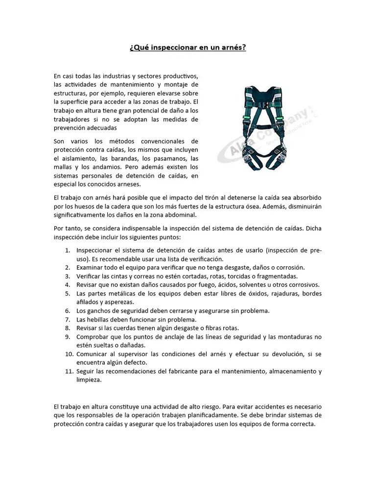 Qué Inspeccionar En Un Arnés | PDF
