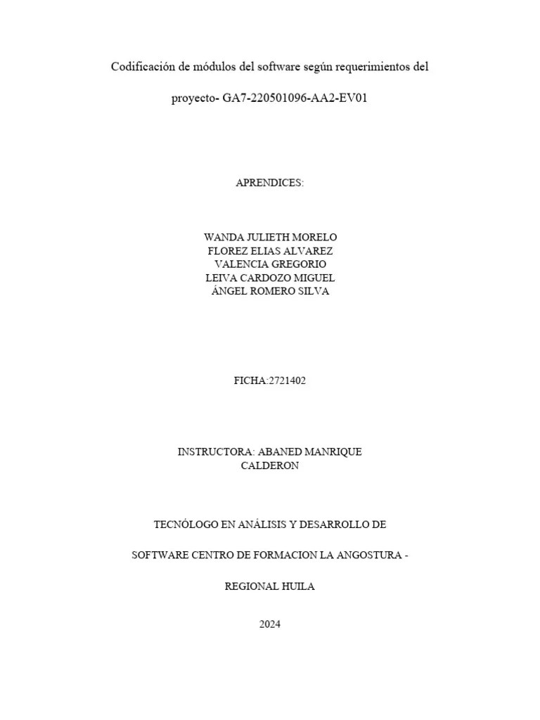 Codificación De Módulos Del Software Según Requerimientos Del Proyecto ...