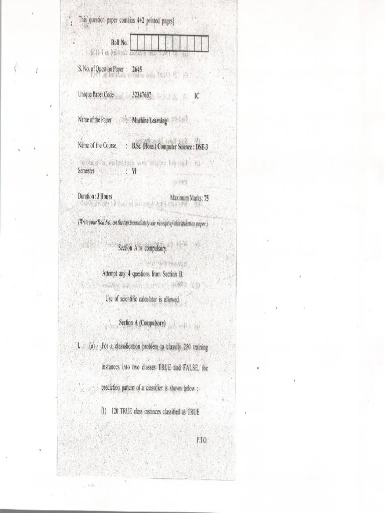 Machine Learning PYQ 2019 | PDF