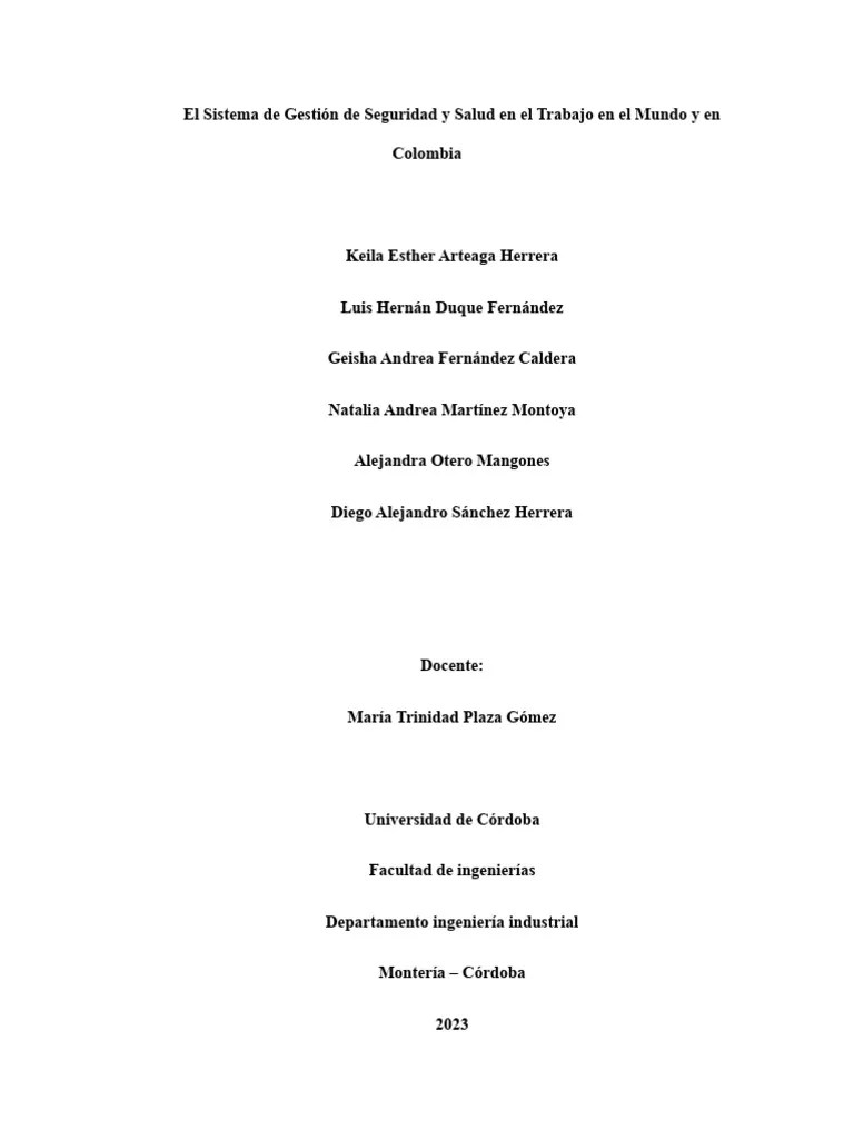 El Sistema De Gestión De Seguridad Y Salud En El Trabajo En El Mundo Y ...