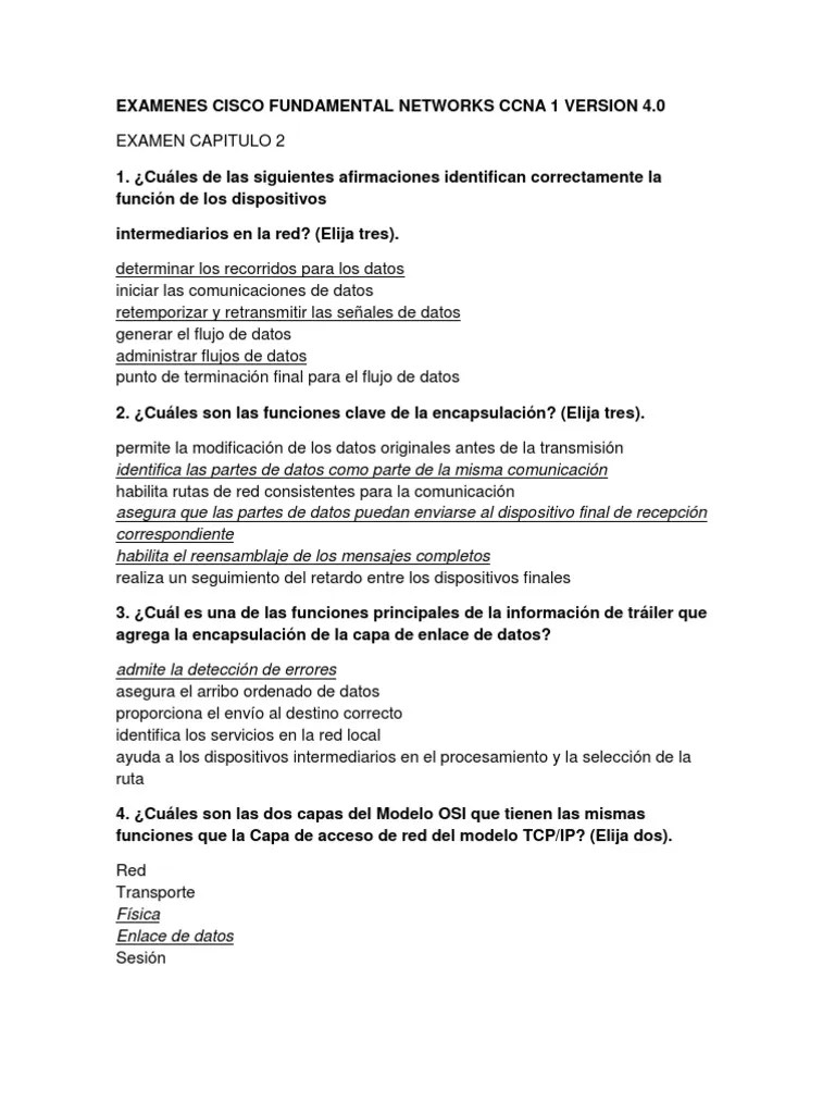 Examenes Cisco Capitulo 2 | PDF | Protocolos De Internet | Red De ...