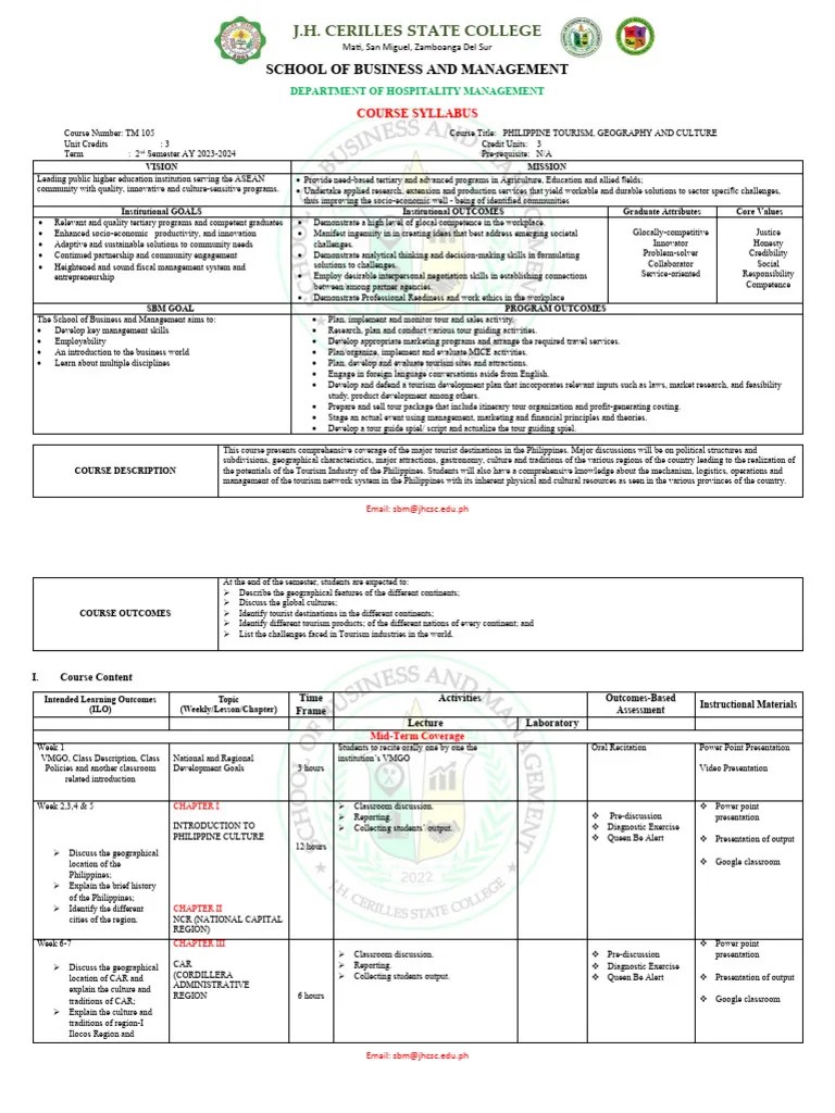 2023_2024 PHILIPPINE CULTURE AND TOURISM GEOGRAPHY | PDF | Tourism