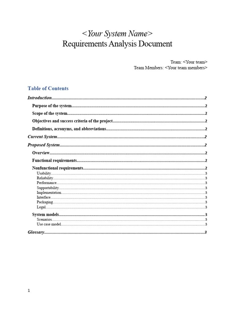 Requirements Analysis Document Template | PDF | Use Case | Computer ...