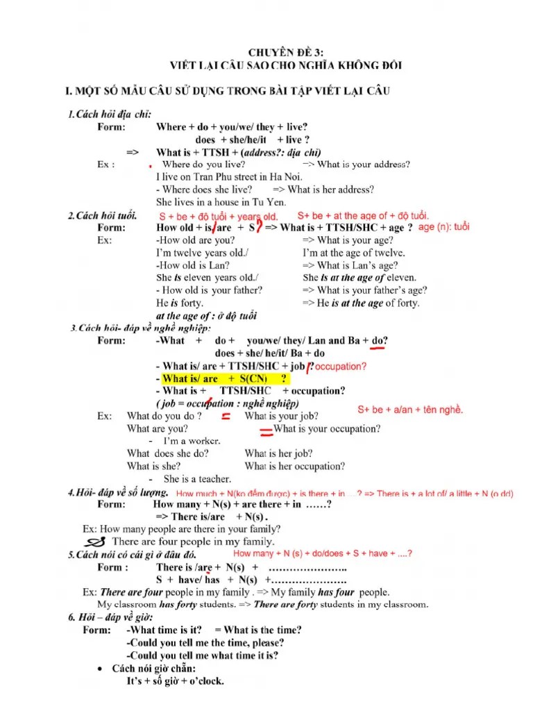 Rewriting Sentences | PDF