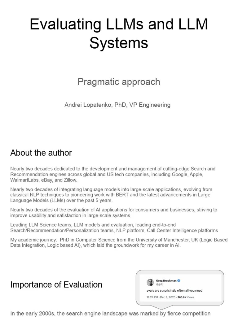 Evaluating Large Language Model Systems 1712222276 | PDF | Computer ...