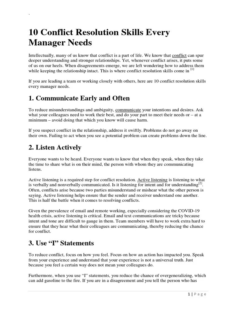 10 Conflict Resolution Skills | PDF | Anger | Professional Skills