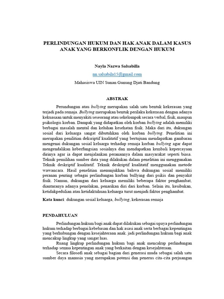Artikel Perlindungan Hukum Dan Hak Anak Dalam Kasus Anak Yang Berkonflik Dengan Hukum | PDF