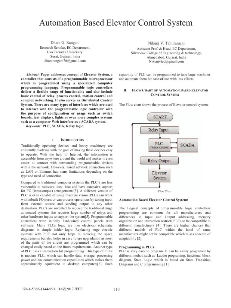Automation Based Elevator Control System | PDF