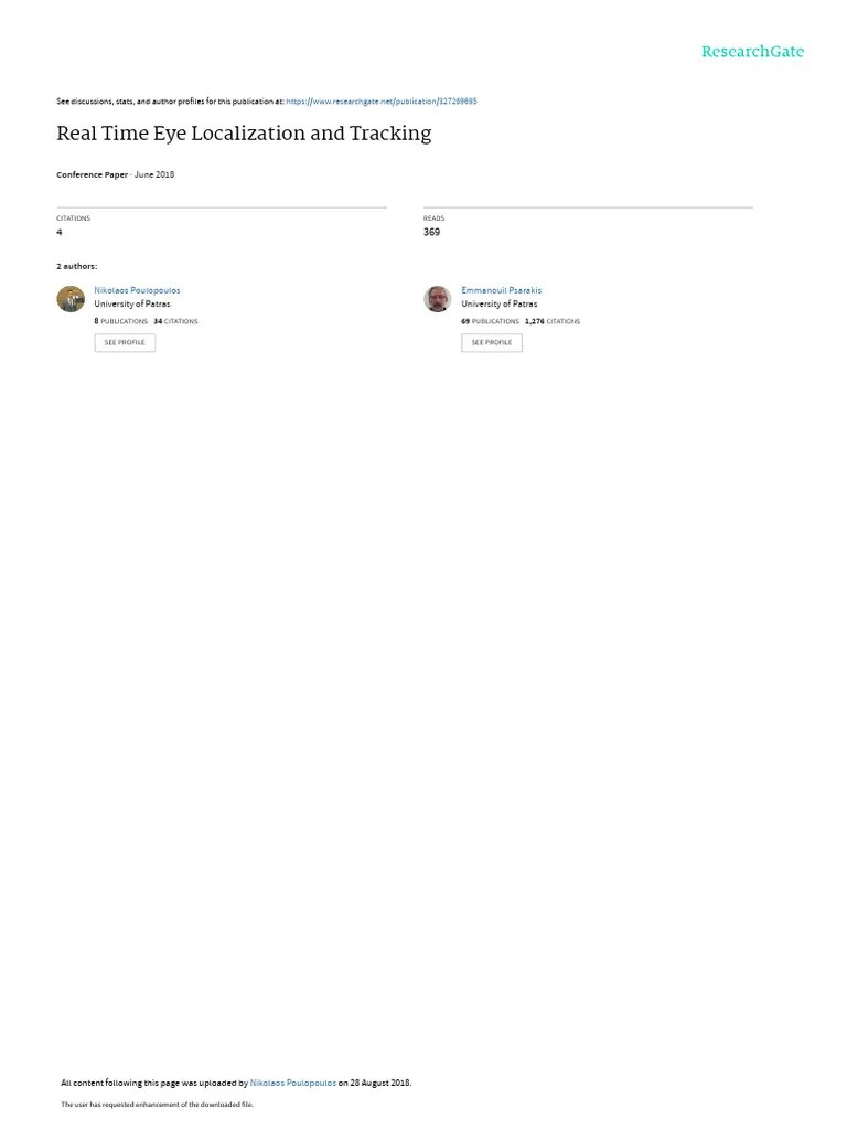 Real Time Eye Localizationand Tracking | PDF | Eye | Statistical ...