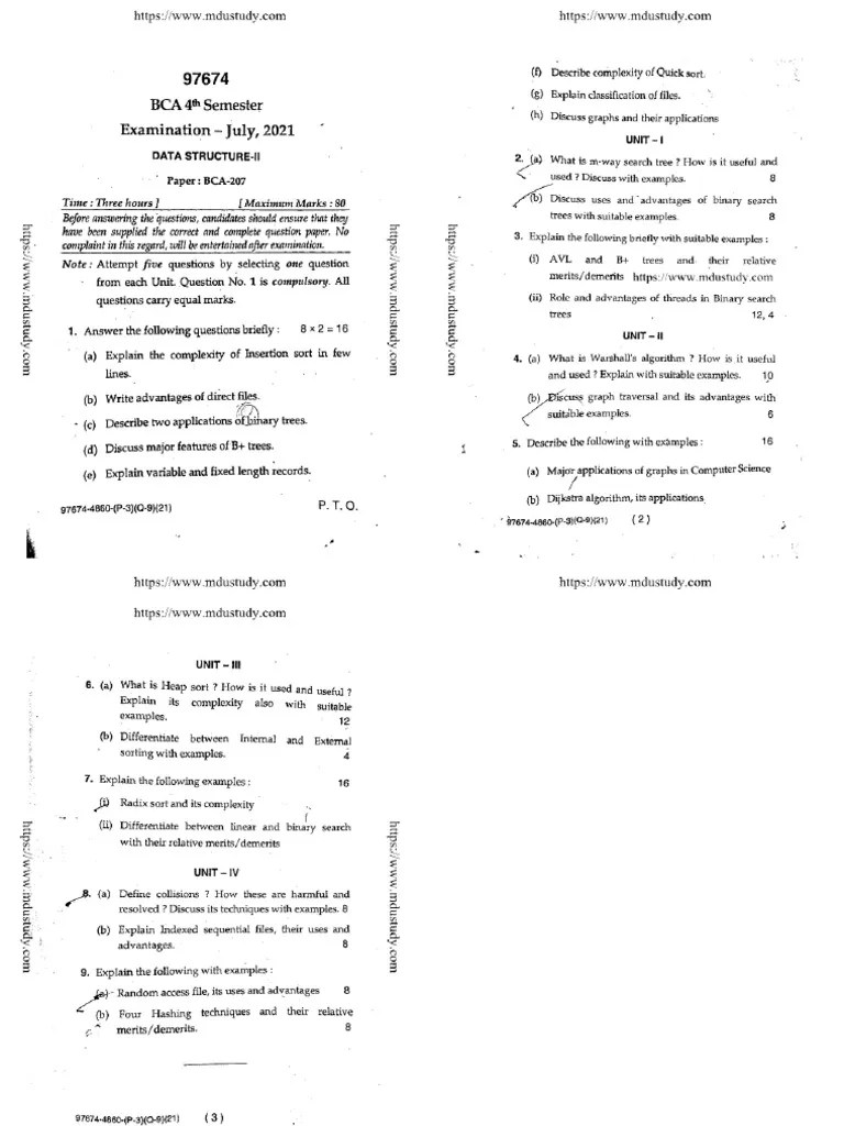 Bca 4 Sem Data Structure 2 97674 Jul 2021 | PDF