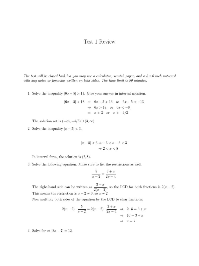 Test 1 Review W2022 | PDF | Mathematical Analysis | Mathematics