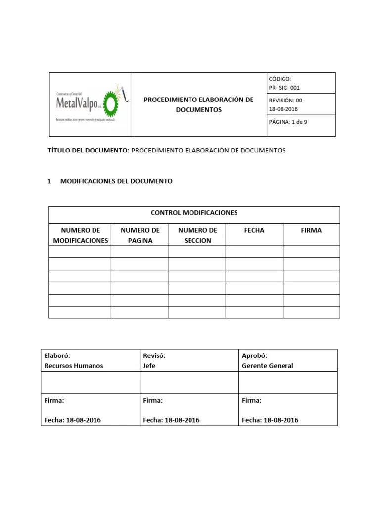 Procedimiento Elaboracion De Documentos | PDF