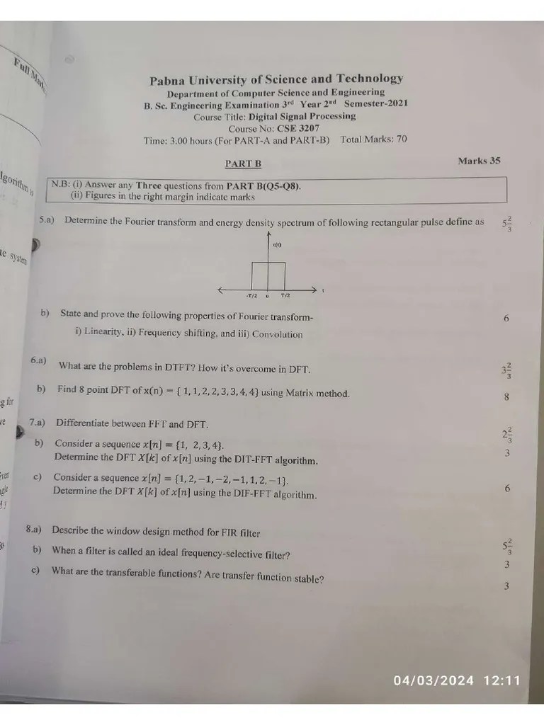 Question Digital Signal Processing | PDF