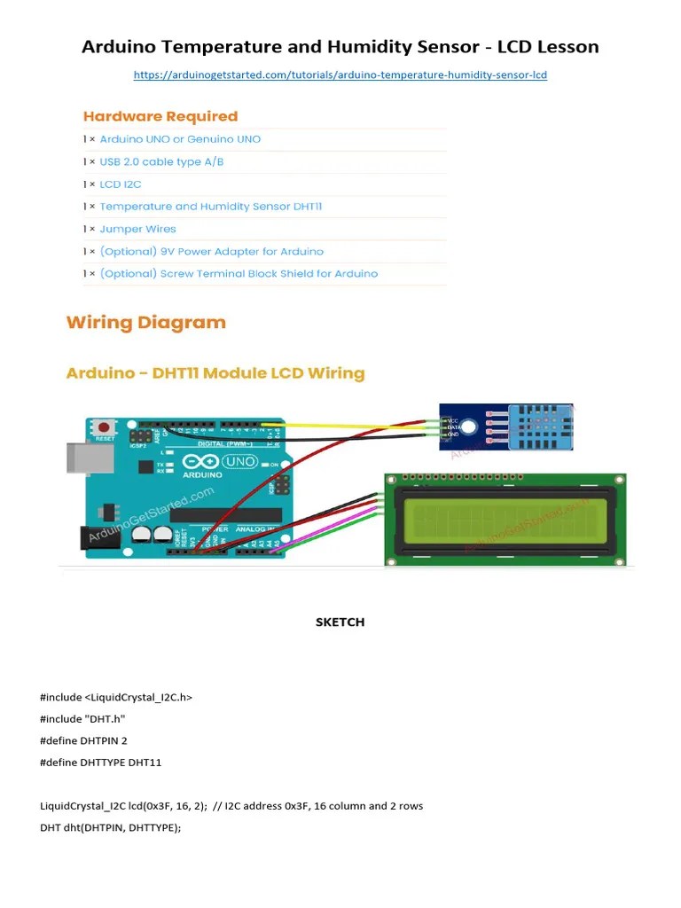 Arduino Temperature And Humidity Sensor LCD | PDF | Computers ...