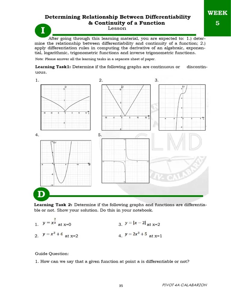 _2_Determining Relationship Between Differentiability & Continuity Of A ...