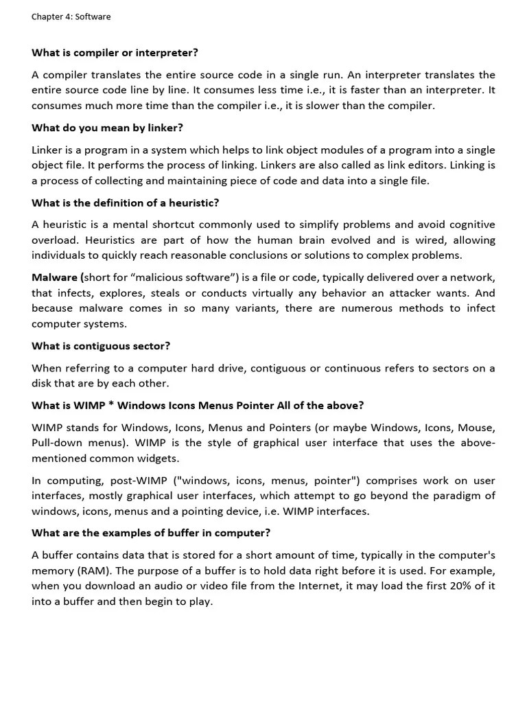 Computer Olevel Chapter 4 Software Notes | PDF | Booting | Bios